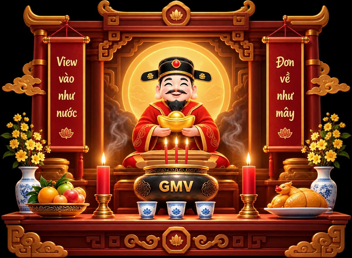 Bàn thờ Tổ Nghề Affiliate, hai câu chúc view vào như nước và đơn về như mây