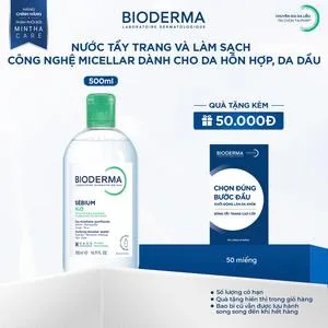 Ảnh đại diện Dung dịch làm sạch và tẩy trang công nghệ Micellar dành cho da hỗn hợp, da dầu Bioderma Sebium H2O 500ml Mỹ Phẩm