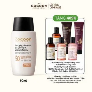 Ảnh đại diện Sữa chống nắng vô cơ sen Hậu Giang - Tone up Beige Cocoon 50ml - Nâng tông tự nhiên, bảo vệ cho da rất nhạy cảm